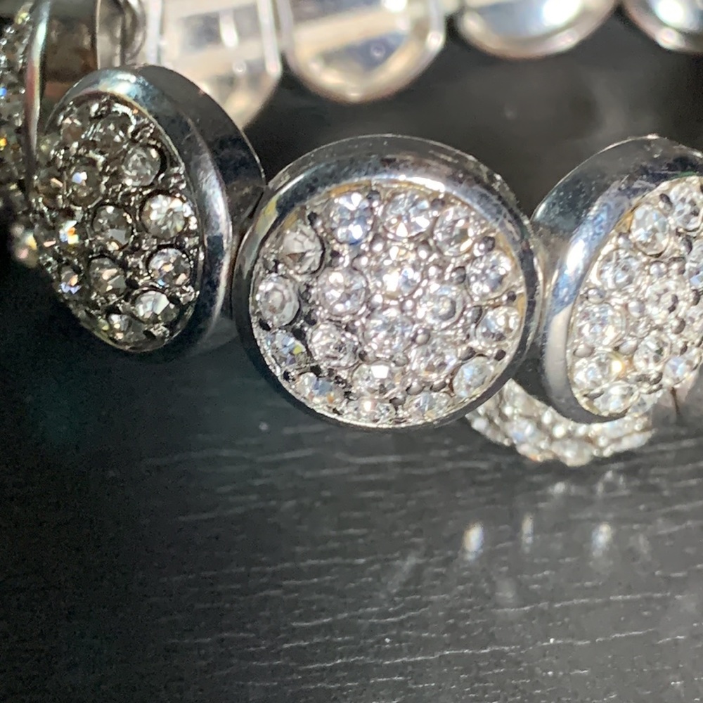 Vintage Silver Rhinestone Bracelets - Picture 3 of 3